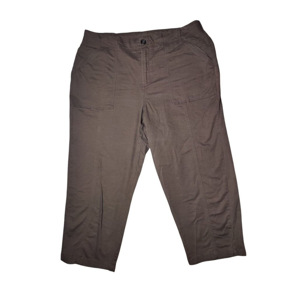 Christopher & Banks Lightweight Brown Cropped‎ Pants High Rise Cotton Blend 12